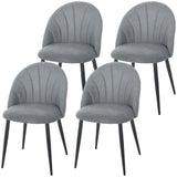 Modern Dining Chairs Set of 4, Upholstered Dining Room Chairs with Metal Legs, Shell Backrest, Padded Seat, Grey