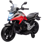Qaba Honda Licensed 12V Ride on Motorbike for Kids with Headlights Music Training Wheels, for 3-6 Years, Red