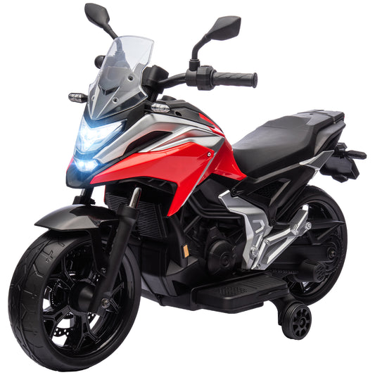 Qaba Honda Licensed 12V Ride on Motorbike for Kids with Headlights Music Training Wheels, for 3-6 Years, Red