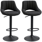 Swivel Bar Stools Set of 2, Linen Upholstered Counter Height Barstools with Round Metal Base
