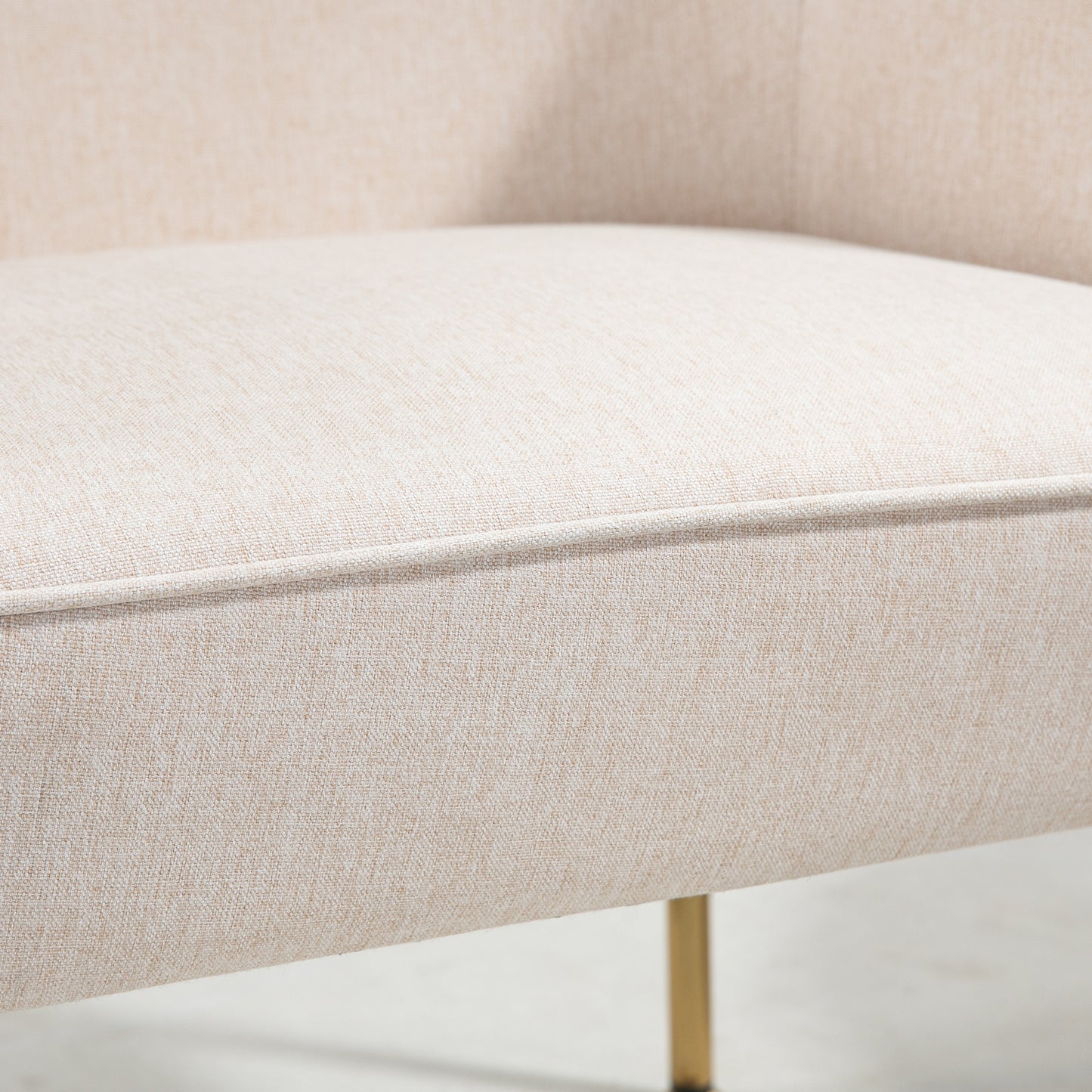 Fabric Armchair, Modern Accent Chair with Metal Legs for Living Room, Bedroom, Home Office, Cream White