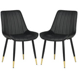Dining Chairs Set of 2, Modern Kitchen Chair with PU Leather Upholstery and Steel Legs for Living Room, Bedroom, Black