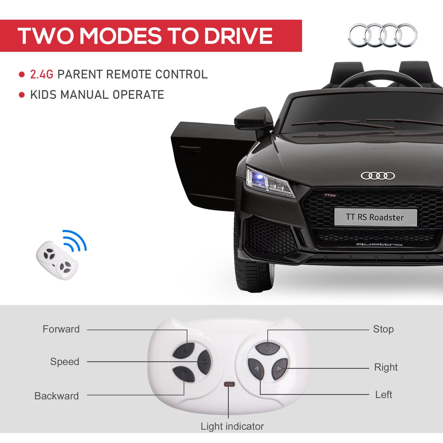 Aosom Officially Licensed Kids Ride-On Car 6V Battery Powered Vehicle Perfect Gift For Kids with Remote Control, Suspension Wheel, Adjustable Speed, Black