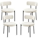 4 Pieces Kitchen Chairs, Modern Dining Chairs w/ Corduroy Upholstery and Steel Legs for Living Room, Beige