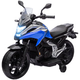 Qaba Honda Licensed 12V Ride on Motorbike for Kids with Headlights Music Training Wheels, for 3-6 Years, Blue
