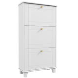 Narrow Shoe Storage with 3 Flip Drawers and Adjustable Shelves, Shoe Cabinet Organizer for 12 Pairs of Shoes, White