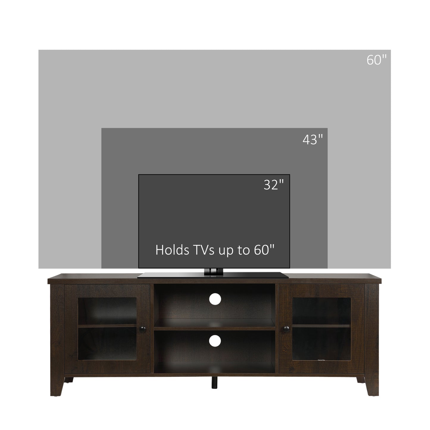 Fireplace TV Stand for TVs up to 60 inches, Wood TV Cabinet w/ Storage Doors or Living Room, Office, Coffee