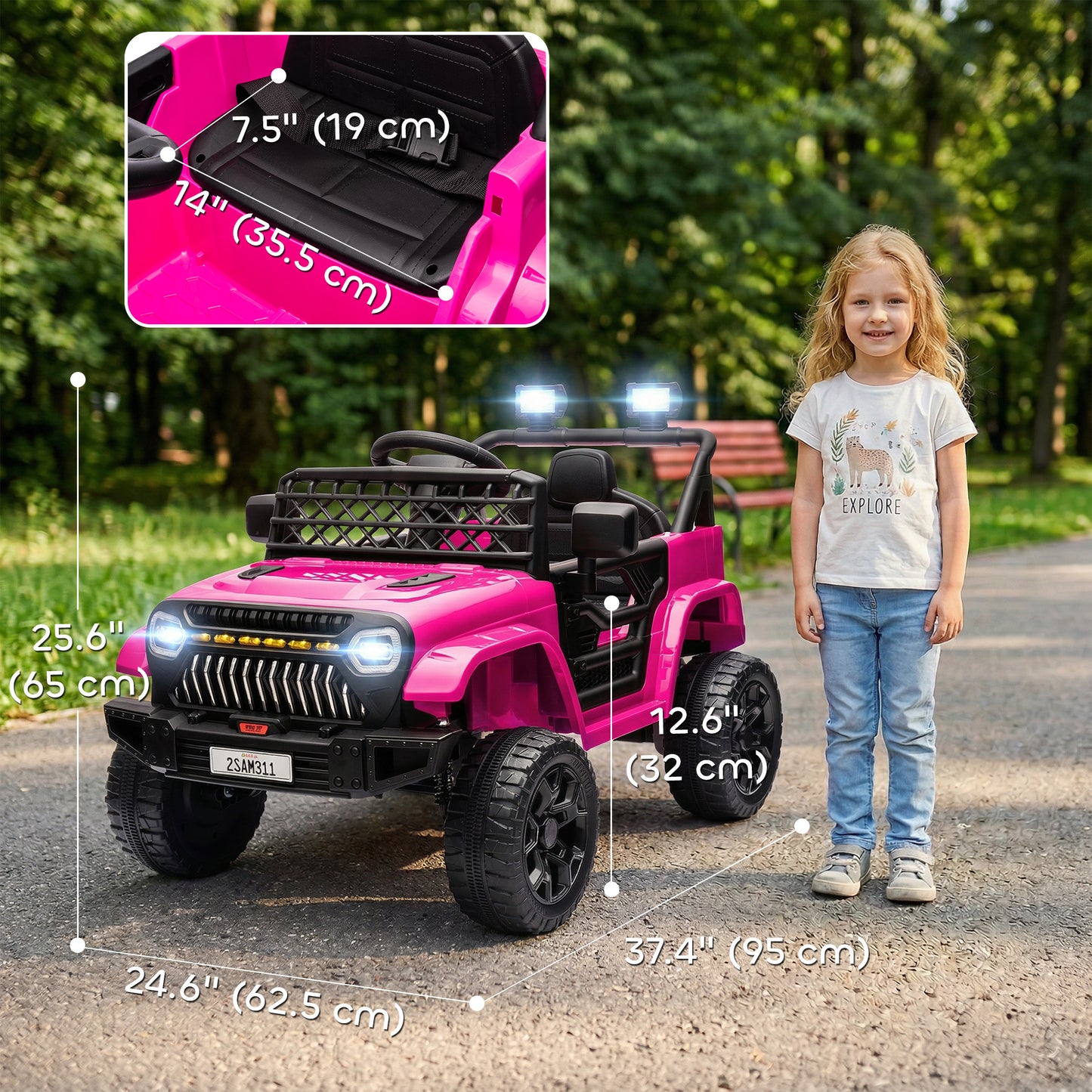 Qaba 12V Ride on Truck, Electric Car for Kids with Remote Control, Suspension, 3 Speeds, USB Music Headlights, Pink
