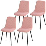 Dining Chairs Set of 4, Upholstered Dining Room Chairs with Steel Legs, Modern Kitchen Chair for Dining Room, Pink