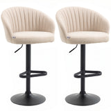 Bar Stools Set of 2, Swivel Counter Height Barstools with Back, Footrest, Adjustable Height, Beige