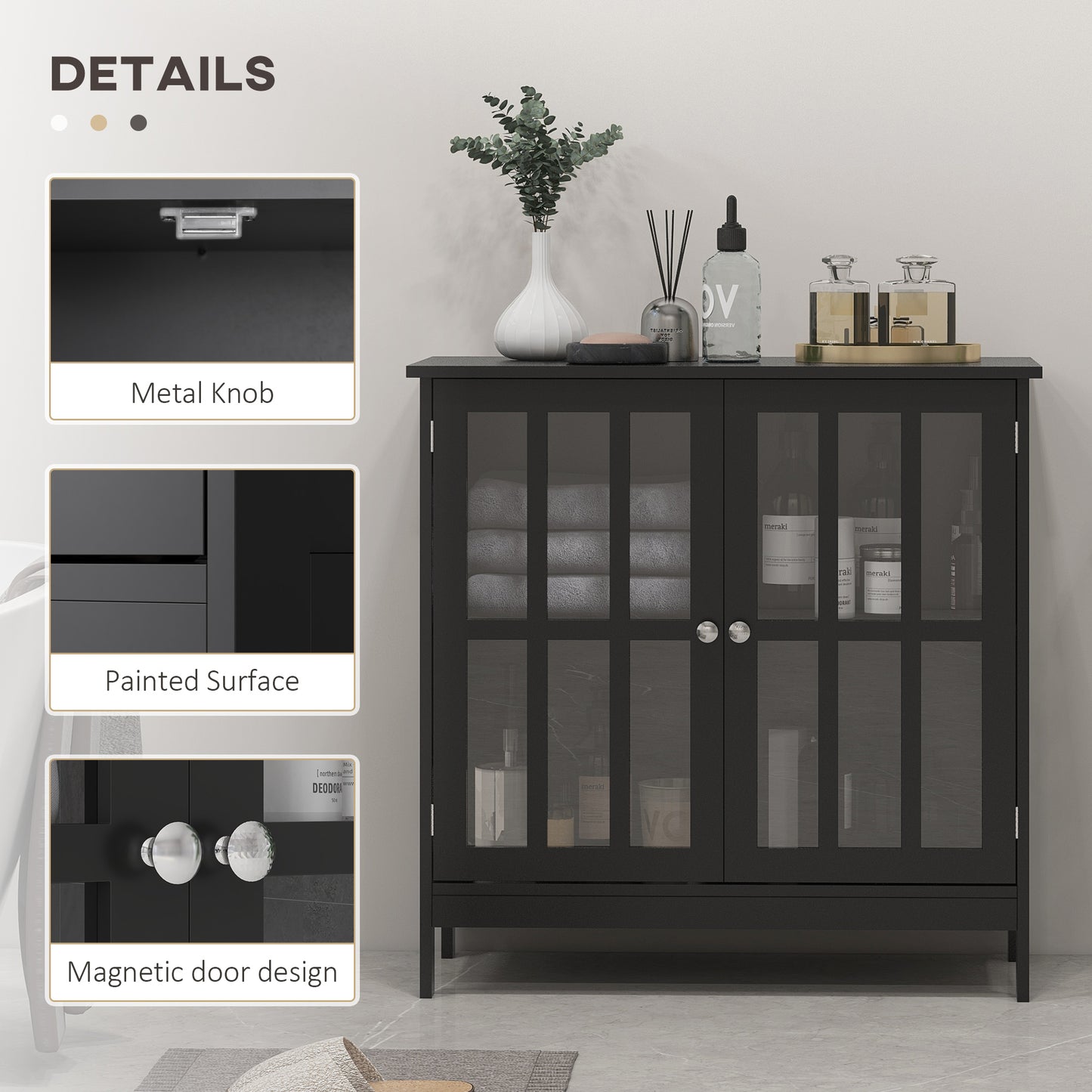 Kitchen Buffet Cabinet with 2 Doors, Modern Sideboard for Dining Room, Hallway, Living Room, Black