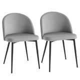 Set of 2 Mid-Back Dining Chair, Mid-Back Velvet-touch Upholstery Kitchen Chair for Living Room Dining Room, Dark Blue