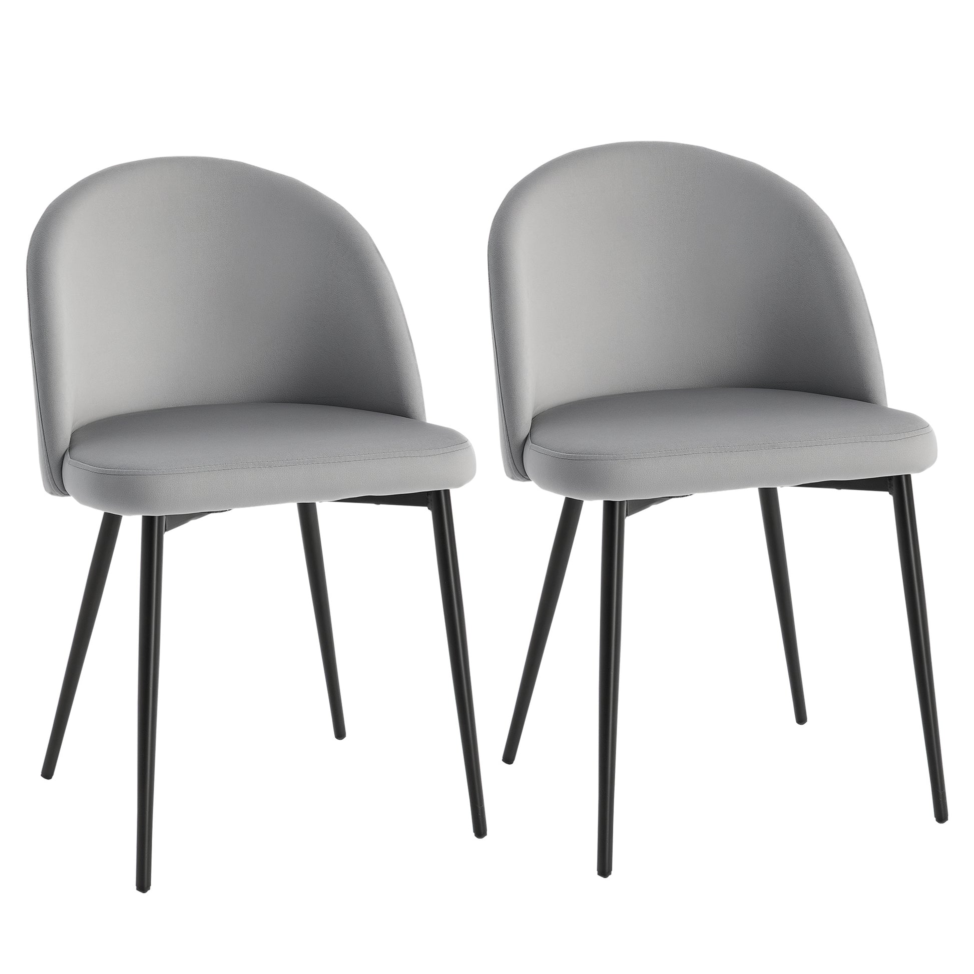 Set of 2 Mid-Back Dining Chair, Mid-Back Velvet-touch Upholstery Kitchen Chair for Living Room Dining Room, Dark Blue