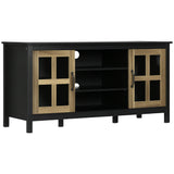 TV Stand for TVs up to 55 Inches, TV Cabinet with Adjustable Shelves and Cable Holes, TV Bench for Living Room, Black