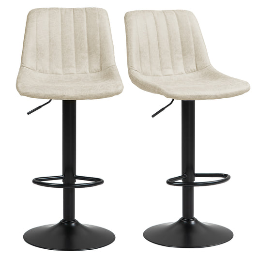 Counter Height Bar Stools Set of 2, Adjustable Height Bar Chairs with Swivel Seat, Leathaire Upholstery