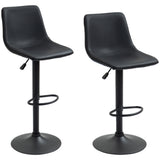 Adjustable Counter Height Bar Stools Set of 2, 360° Swivel Kitchen Counter Stools Dining Chairs with Backs, Vintage Leather, Retro Grey