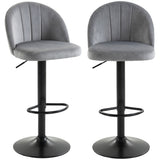 Bar Stools Set of 2, Swivel Counter Height Barstools with Footrest, Grey