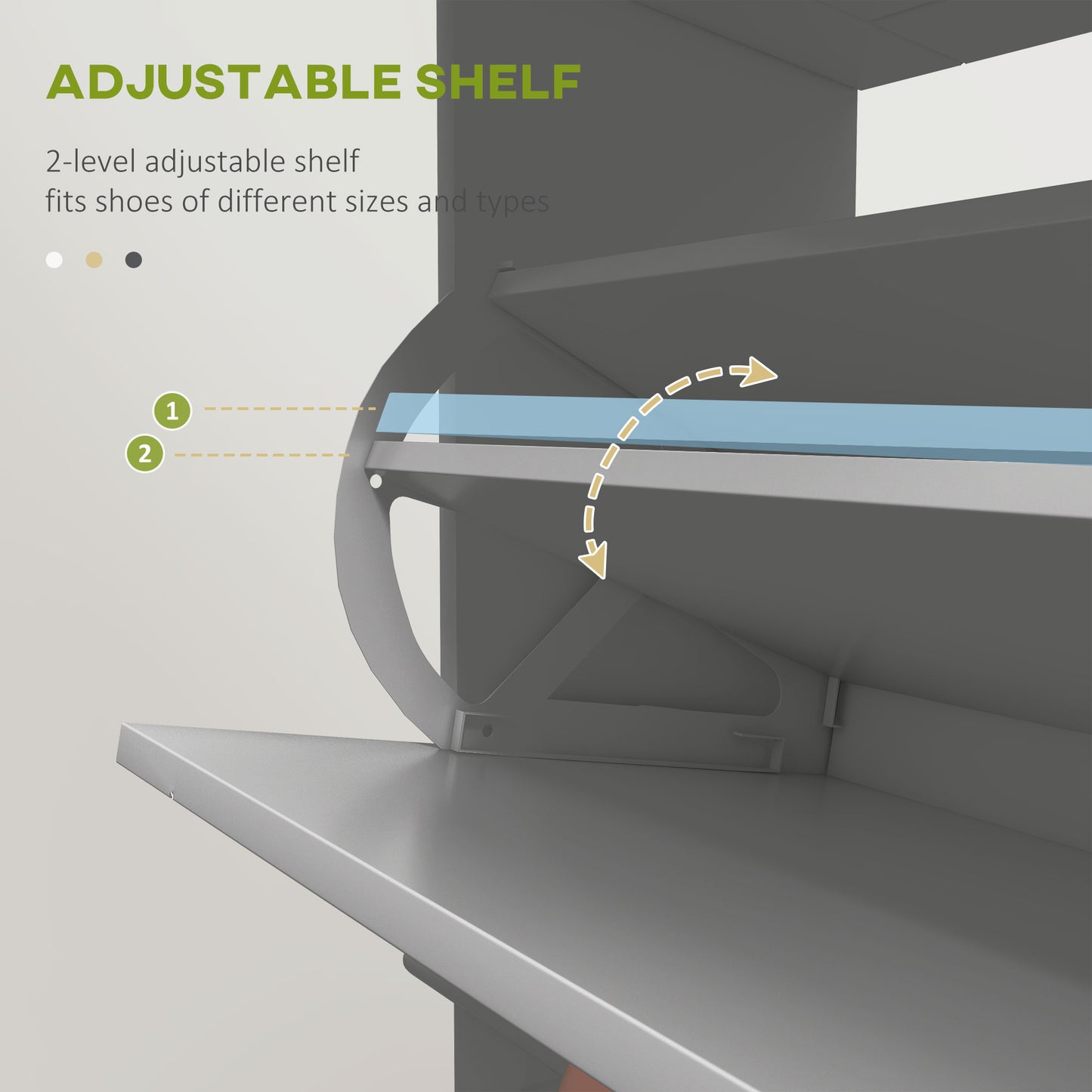 Slim Shoe Storage with 2 Flip Drawers and Adjustable Shelves Shoe Cabinet Organizer for 8 Pair, Grey