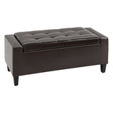 Storage Ottoman Bench, PU Leather Upholstered Bench with Tufted Design, Brown
