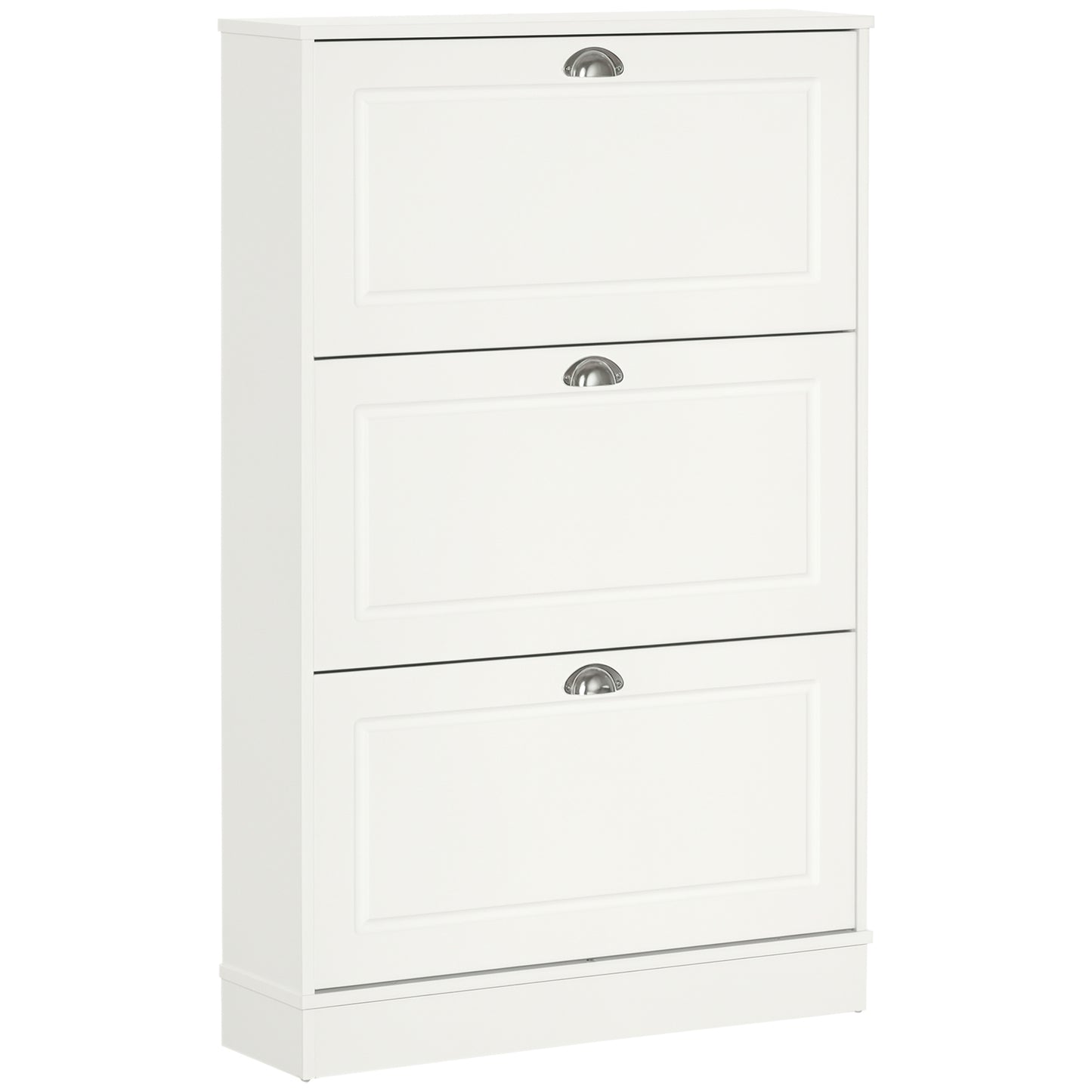 Shoe Cabinet with 3 Flip Drawers, Narrow Shoe Storage Cabinet, Holds 12 Pairs for Entryway, Hallway, White
