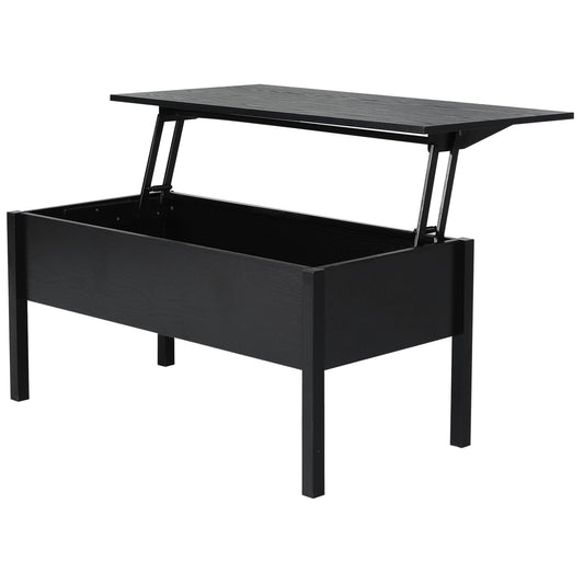 39" Modern Lift Top Coffee Table with Hidden Storage Compartment, Center Table for Living Room, Black