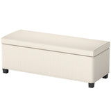 44 Inches Ottoman with Storage, Lid, Legs, Corduroy End of Bed Bench for Living Room, Bedroom, Entryway, Beige