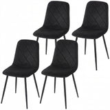 Dining Chairs Set of 4, Upholstered Dining Room Chairs with Steel Legs, Modern Kitchen Chair for Dining Room, Black
