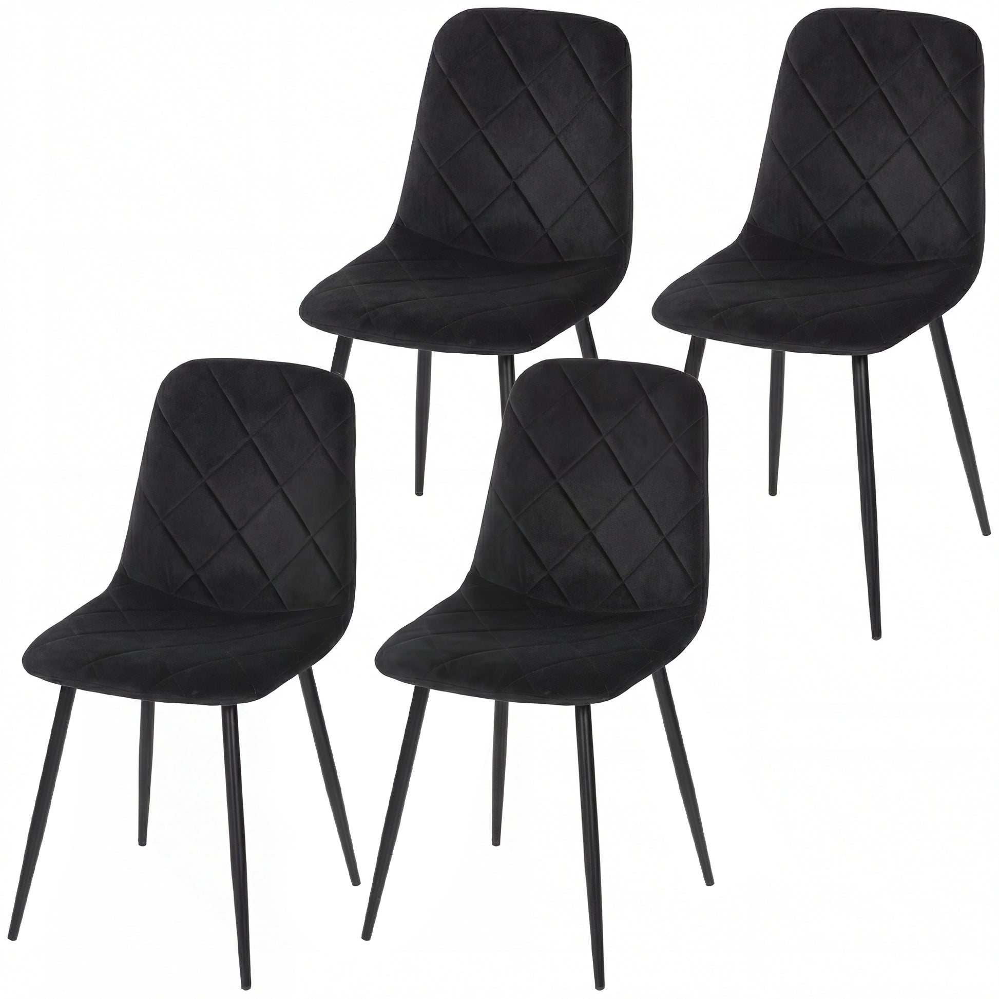 Dining Chairs Set of 4, Upholstered Dining Room Chairs with Steel Legs, Modern Kitchen Chair for Dining Room, Black