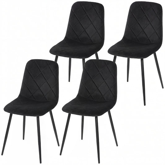 Dining Chairs Set of 4, Upholstered Dining Room Chairs with Steel Legs, Modern Kitchen Chair for Dining Room, Black