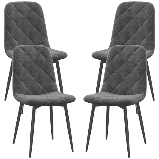 Dining Chairs Set of 4, Upholstered Dining Room Chairs with Steel Legs, Modern Kitchen Chair for Dining Room, Grey