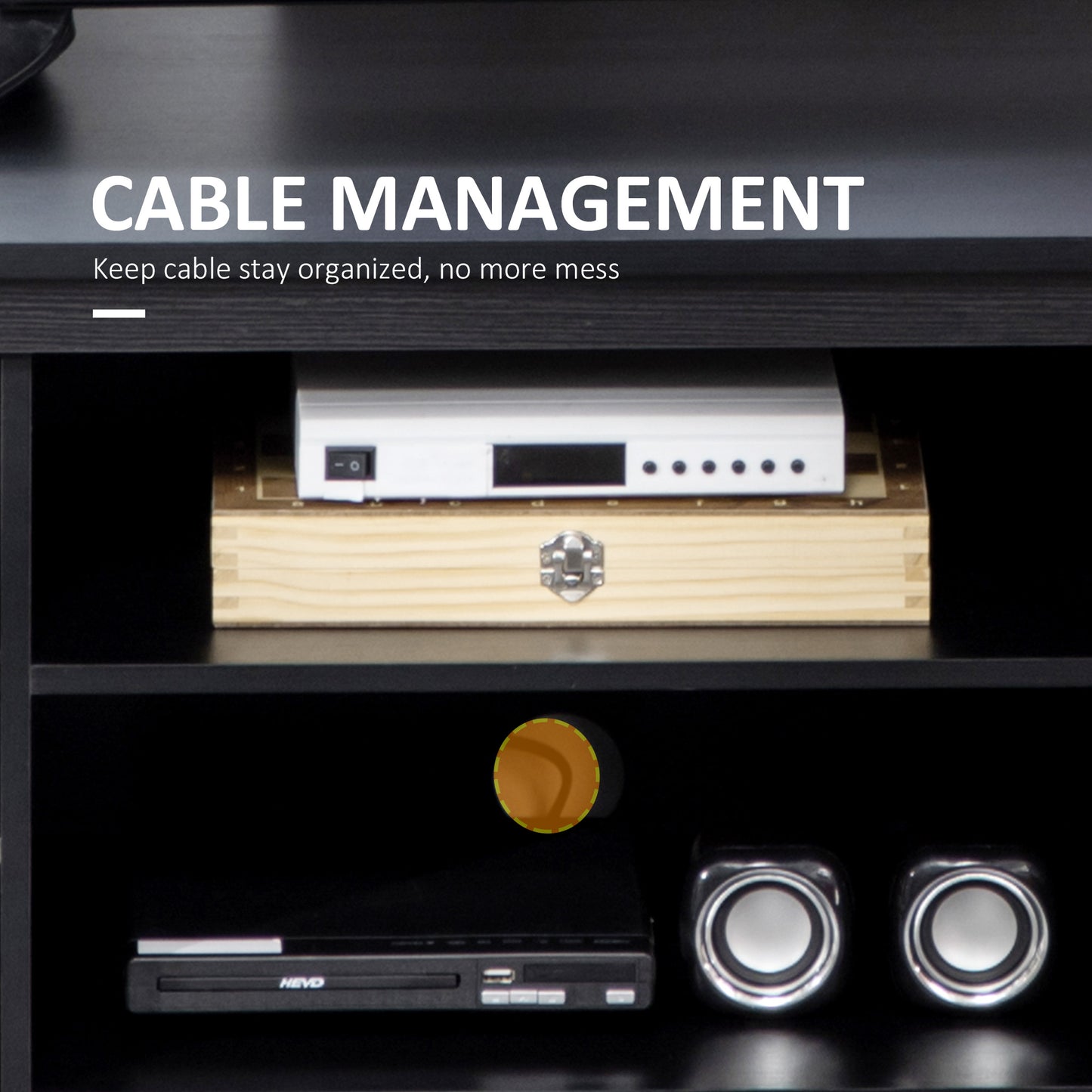 TV Stand for TVs up to 55 Inches, TV Cabinet with Adjustable Shelves and Cable Holes, TV Bench for Living Room, Black