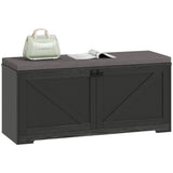 Shoe Storage Bench with Padded Seat, Entryway Bench Holds up to 352 lb, Shoe Organizer, 8 Pairs, Black Wood Grain