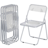 4 Pack Acrylic Foldable Chairs, Transparent Folding Chairs for Living Room, Home Office, Party, Clear
