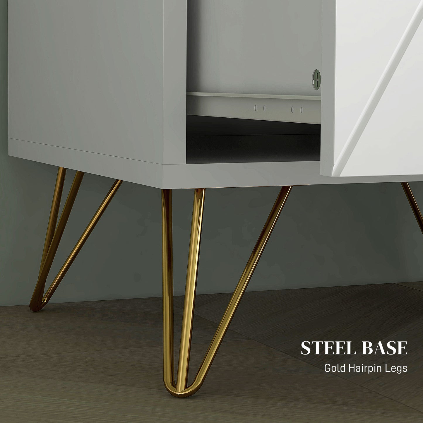 Modern Bedside Table, Accent Nightstand with 2 Drawers, Bed End Table for Bedroom, Living Room, White