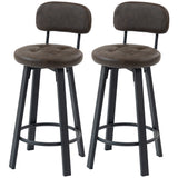 Bar Stools Set of 2, Upholstered Breakfast Bar Chairs with Footrest and Backrest for Kitchen Counter, Brown