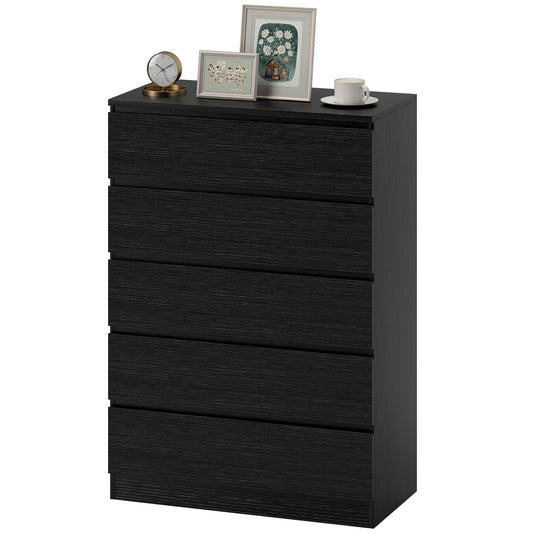 Dresser for Bedroom with 5 Drawers, Modern Chest of Drawers for Living Room, Closet, Hallway, Black