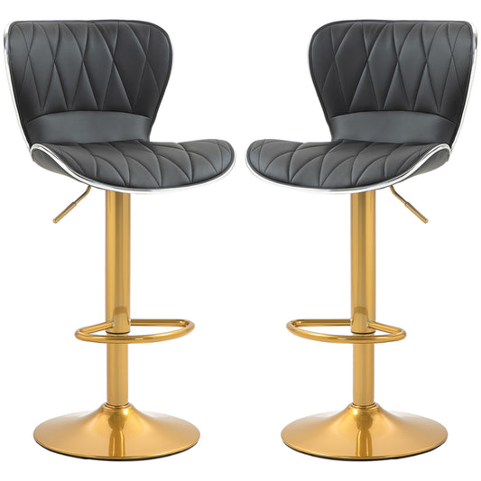 Counter Height Bar Stools Set of 2, Adjustable Height Bar Chairs with Swivel Seat, PU Leather Upholstery