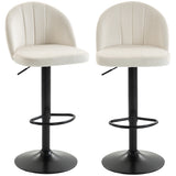 Bar Stools Set of 2, Swivel Counter Height Barstools with Footrest, Cream White