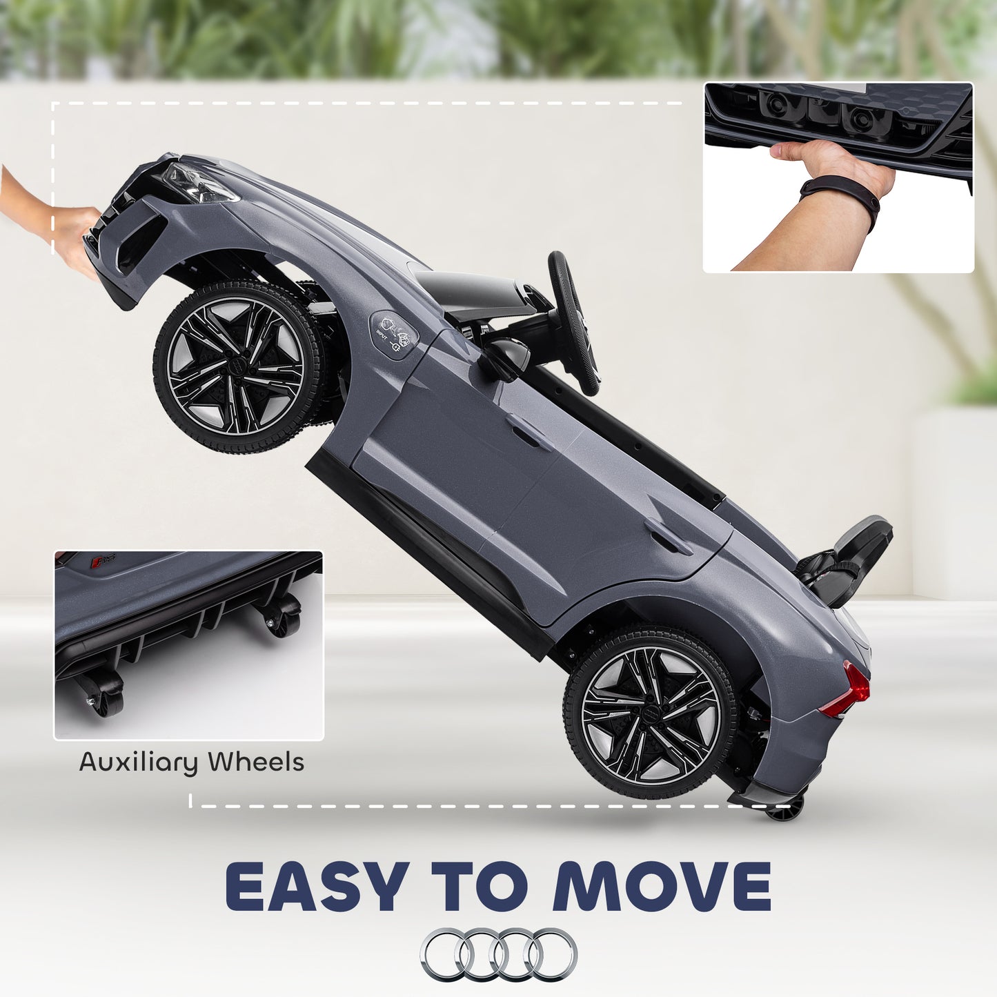 Aosom Ride-On Toy On Car with Remote Control, 12V 3.1 MPH Electric Ride for Kids w/ Suspension System, Horn Honking, Grey