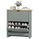 Shoe Storage Cabinet with 2 Flip Drawers and Adjustable Shelves for 8–12 Pairs of Shoes, Light Grey