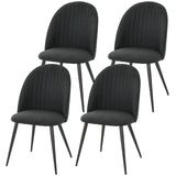 Set of 4 Modern Dining Chairs, Velvet Upholstered Kitchen Chairs with Steel Legs for Living Room, Black