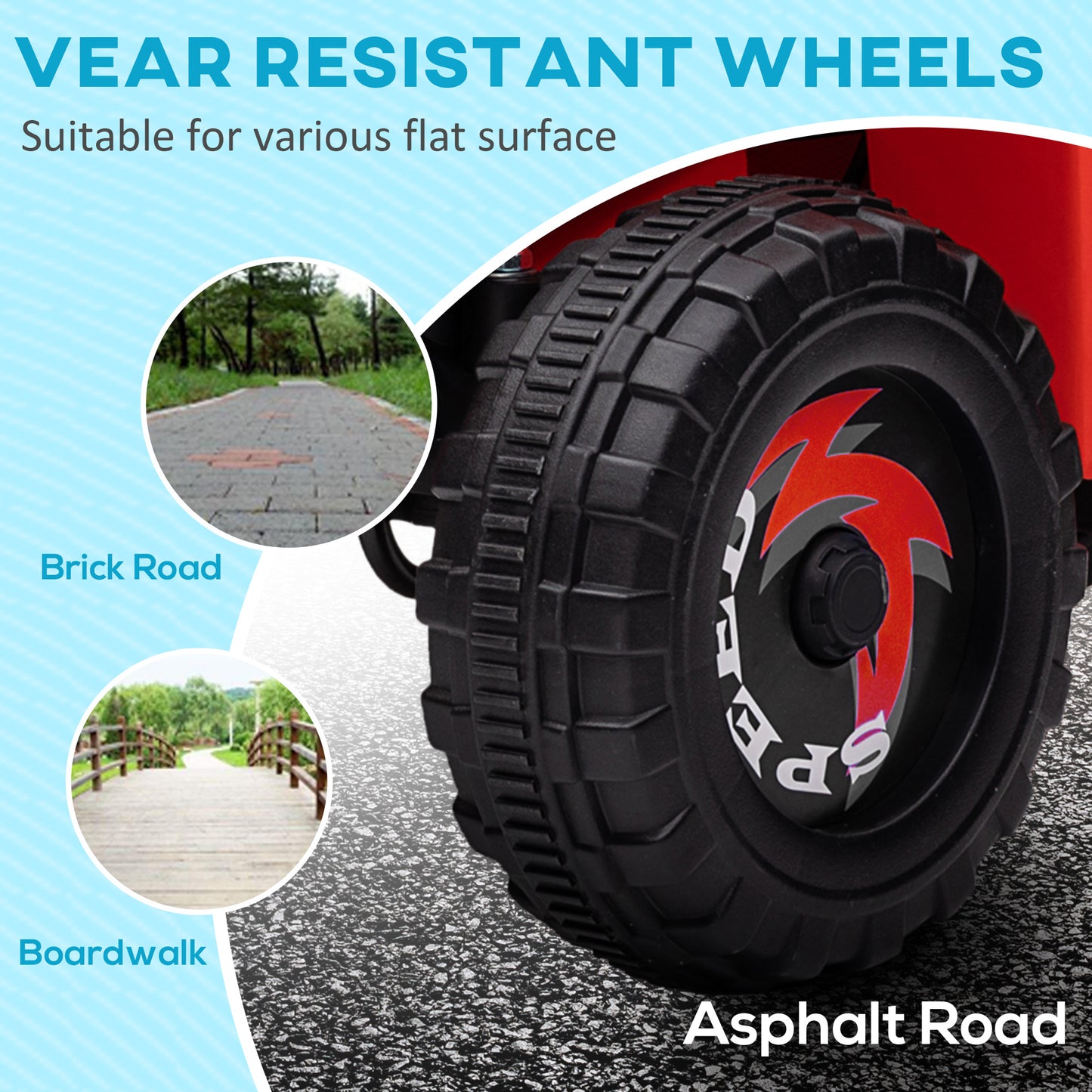 Aosom 6V Quad Kids Electric Car with Wear-resistant Wheels, for Boys and Girls Aged 18-36 Months, Red