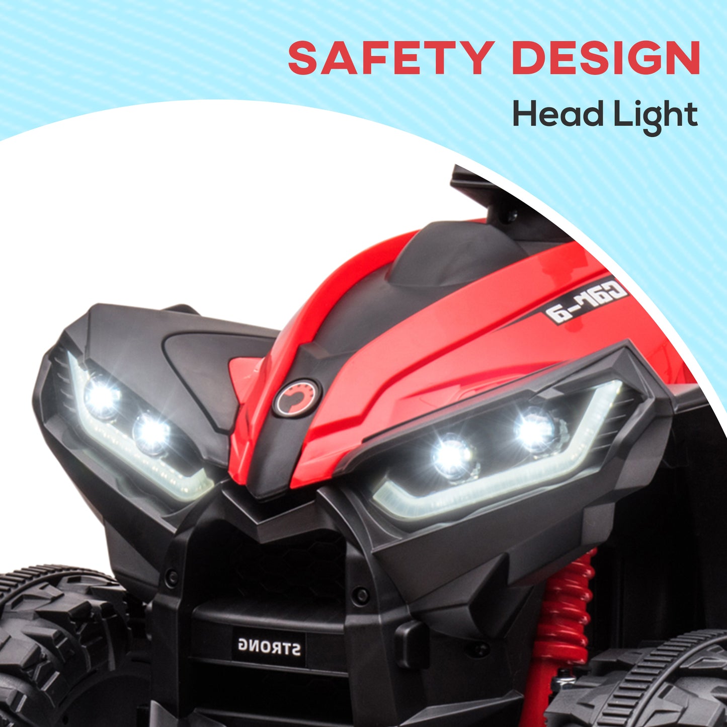 Aosom Kids 4 Wheeler Quad with Music, Headlights, High & Low Speed, Kids ATV for 3-5 Years Old Boys & Girl, Red