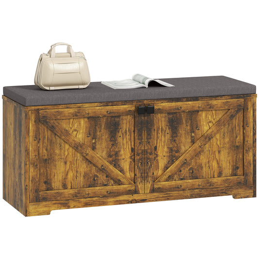Shoe Storage Bench with Padded Seat, Entryway Bench Holds up to 352 lb, Shoe Organizer, 8 Pairs, Rustic Brown