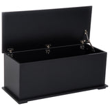 39.5" Storage Chest with 2 Safety Hinges, Storage Box Organizer with Flip-Top Lid, Entryway Storage Bench, Black