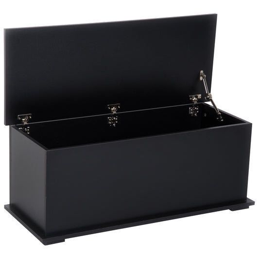 39.5" Storage Chest with 2 Safety Hinges, Storage Box Organizer with Flip-Top Lid, Entryway Storage Bench, Black