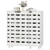 Shoe Cabinet, 20 Pair Shoe Storage Cabinet with Hollowed-Out Doors, White