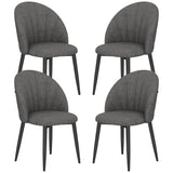 Modern Dining Chairs Set of 4, Upholstered Dining Room Chairs with Metal Legs, Shell Backrest, Padded Seat, Dark Grey