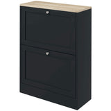 Slim Shoe Storage Cabinet, Modern Shoe Cabinet with 2 Flip Drawers and Adjustable Shelves for 8-12 Pairs, Black