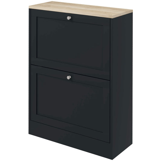 Slim Shoe Storage Cabinet, Modern Shoe Cabinet with 2 Flip Drawers and Adjustable Shelves for 8-12 Pairs, Black
